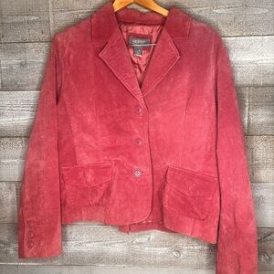 Motto your style Mantra Women's pink 100% leather blazer jacket